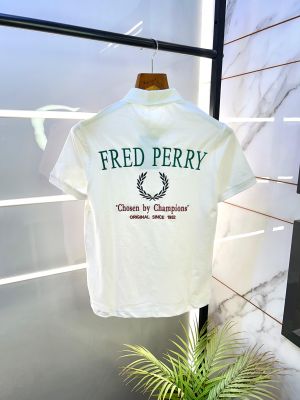 Fred Perry White Polo Back Printed Premium Collar Neck T-shirt F2662-WH