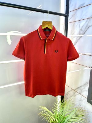 Fred Perry Red Polo Premium Collar Neck T-shirt F2662-RE