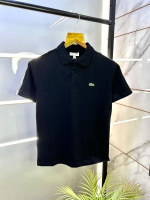 Lacost e Black Polo Premium Collar Neck T-shirt F2784-BL