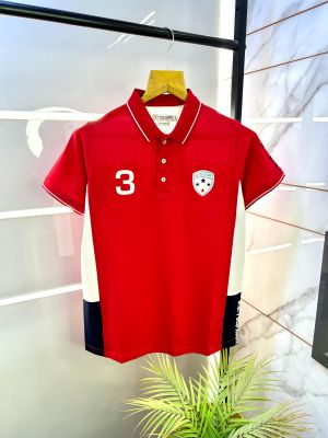 Us Polo Red Premium Embroidery Logo Collar Neck T-shirt F2683-RE