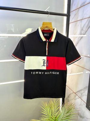 Tommy_Hilfiger Black Polo Premium Collar Neck T-shirt F2581-BL