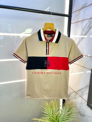 Tommy_Hilfiger Camel Polo Premium Collar Neck T-shirt F2581-CA