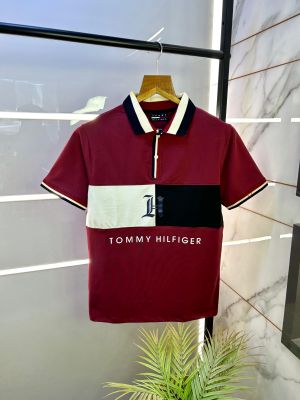 Tommy_Hilfiger Maroon Polo Premium Collar Neck T-shirt F2581-MA