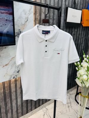 TOMMY.HILFIGER.IMPORTED.FRONT.EMBOSSED.LOGO.VERY.PREMIUM.POLO.NECK.TSHIRT.