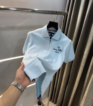 Tommy  Hilfiger Sky Blue Embroidery Logo Premium Polo T-Shirt