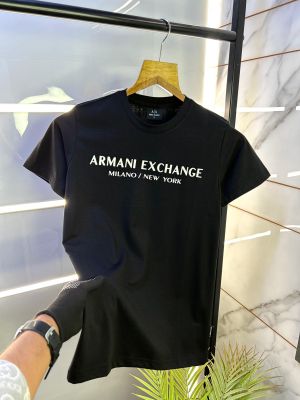 Arman_i Exchange Embossed Print Black Premium Round Neck T-shirt F2492-BL