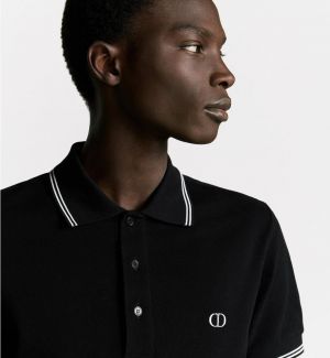 Christian Dio r Black Embroidery Logo Premium Polo T-Shirt