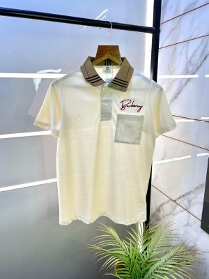 Burberr y Logo Off-white Collar Neck Premium Polo T-shirt F2695-OF