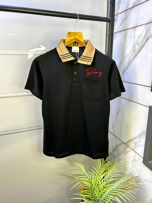 Burberr y Logo Black Collar Neck Premium Polo T-shirt F2695-BL