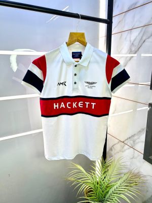 Aston Martin Hacket t White Polo Premium Collar Neck T-shirt F2686-WH