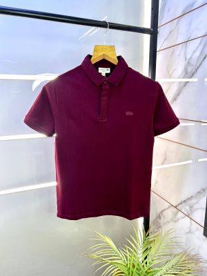 Lacost e Maroon Polo Premium Collar Neck T-shirt F2676-MA