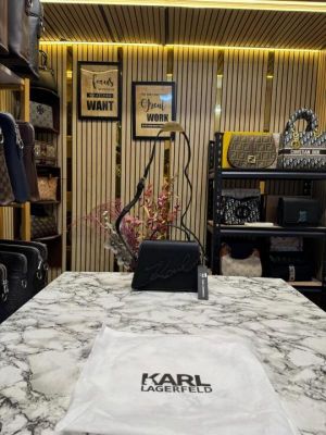 Karl Lagerfeld Mirum Top Handle Bag With Dust Bag (Black)