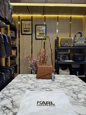 Karl Lagerfeld Mirum Top Handle Bag With Dust Bag (Brown)