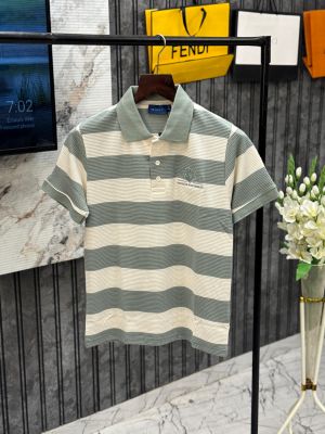 GANT IMPORTED KNITTED FABRIC FRONT EMBROIDERY VERY PREMIUM STRIPES POLO NECK TSHIRT
