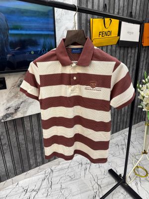 GANT IMPORTED KNITTED FABRIC FRONT EMBROIDERY VERY PREMIUM STRIPES POLO NECK TSHIRT