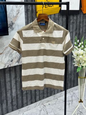 GANT IMPORTED KNITTED FABRIC FRONT EMBROIDERY VERY PREMIUM STRIPES POLO NECK TSHIRT 1179