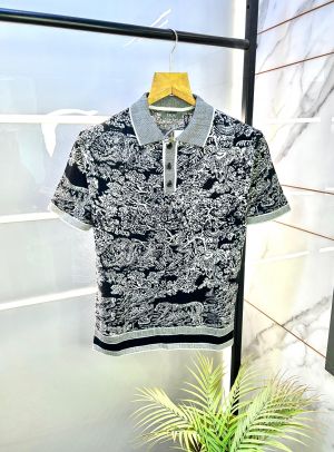 Christian Dio r Imported Black Collar Neck T-shirt F2821-BL