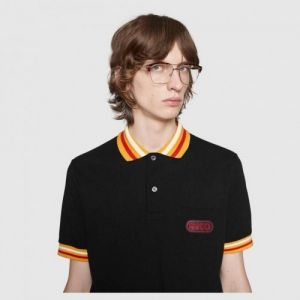 Gucc i Premium Polo With 240Gsm Interlock Cotton Lycra Fabric and Collar Design Black 2136