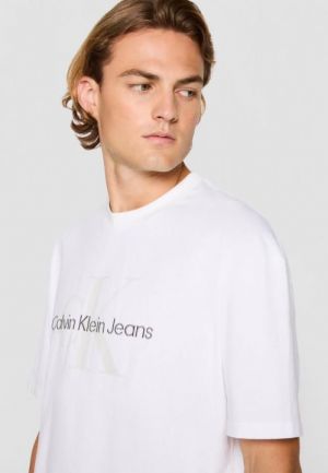 Calvin Klei n White Premium Imported Round Neck T Shirt with Emboss Printed Logo 2520