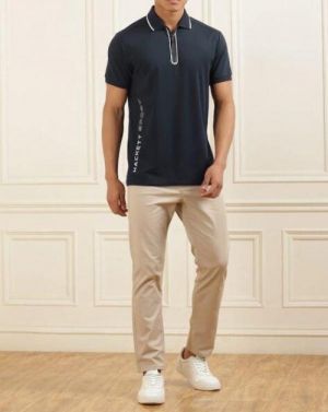 Hacket t Black Premium Polo TShirt with 240 gsm interlock cotton lycra fabric with Emboss Printed Logo and Collar Design 2473