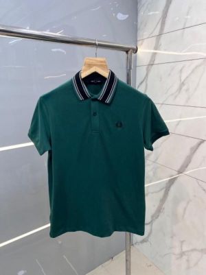 Fred Perr y Green Premium Polo TShirt with 240 gsm interlock cotton lycra fabric and Collar Design with Embroidered Logo 2503