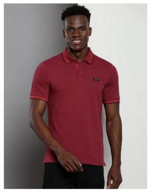 Calvin Klei n Pink Premium Polo T shirt With 240 gsm interlock cotton lycra fabric and Collar Design with Emboss Logo Design 2455
