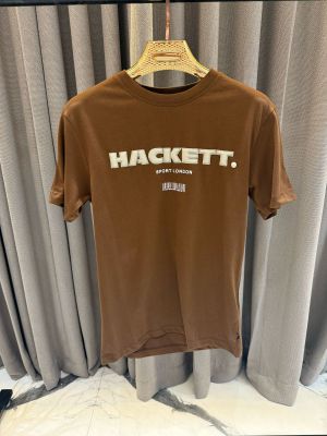 Hacket Middle Brand Logo Round Neck T-shirt Brown