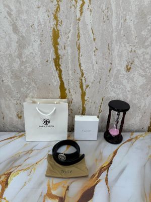TORRY BURCH PREMIUM QUALITY BELT WITH OG BOX DUST BAG & CAARY BAG T57 BLACK