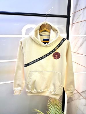 Louis_Vuitton Cream Imported Back Printed Premium Hoodie 1163