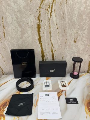 Mont Blanc Belt Combo Gold And Silver Buckle With Box Dust Bag Including CarryBag (20-1)