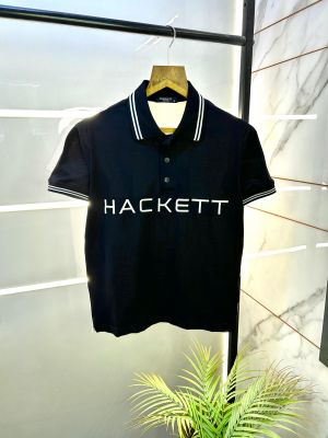 Hacket t Black Polo Embroidery Print Premium Collar Neck T-shirt F2827-BL