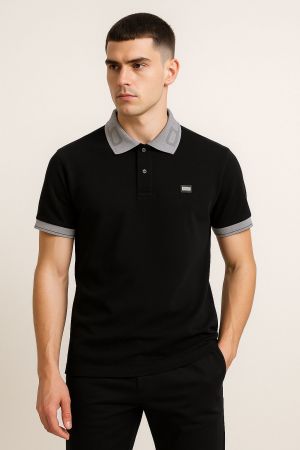 DOLCE & GABBAN_A PREMIUM BLACK 3D COLLAR POLO