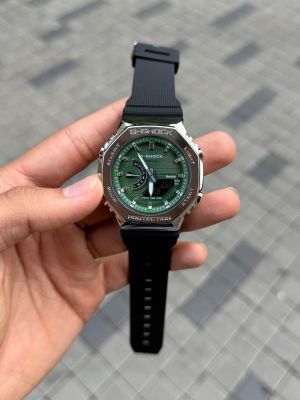 Gshock GM 2100 Metal Silver Green