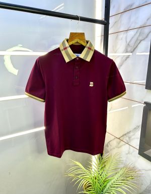 Burberr y Logo Maroon Collar Neck Premium Polo T-shirt F2593-MA