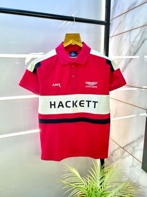 Aston Martin Hacket t Red Polo Premium Collar Neck T-shirt F2691-RE