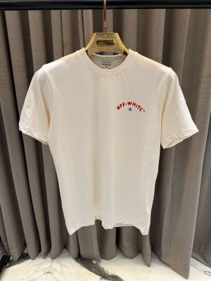 Off-white Chest Logo Round Neck T-shirt Cream