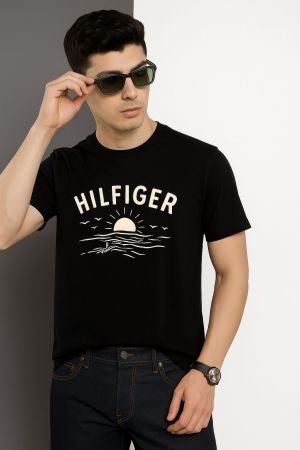 Tommy Hilfige_r Middle Brand Print Round Neck T-shirt BLACK