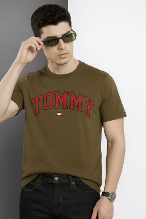 Tommy Hilfige_r Middle Brand Print Round Neck T-shirt Olive