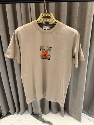 Off-white Chest Logo Round Neck T-shirt Coffee