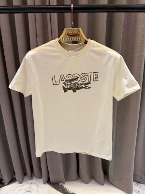 Lacost_e Middle Brand Print Round Neck T-shirt cream