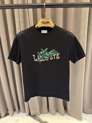 Lacost_e Middle Brand Print Round Neck T-shirt Black