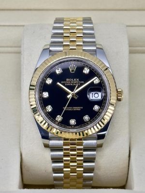 Role_x Oyster Perpetual Date Just Diamond 2Ton-Gold-Black Working Like Automatic