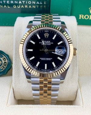 Role_x Oyster Perpetual Date Just 2Ton-Gold-Black Working Like Automatic