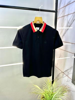 Burberr y Black Polo Premium Collar Neck T-shirt F2759-BL