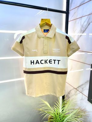 Aston Martin Hacket t Cream Polo Premium Collar Neck T-shirt F2691-CR