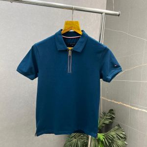 Tomm_y Hilfiger Petrol blue Premium Polo Neck Tshirt 473