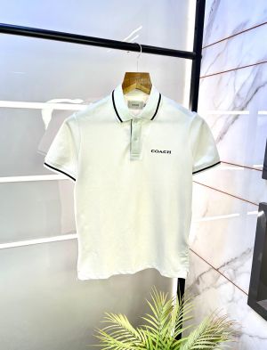 Coac h White Polo Premium Collar Neck T-shirt F2700-WH