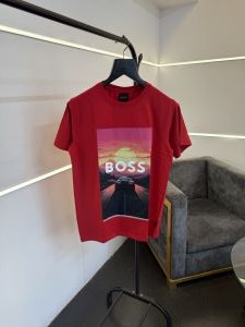 Hugoboss turkey imported heavy print and patch round neck tshirt red sale