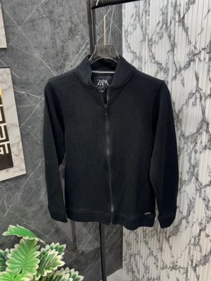 ZARA.IMPORTED.KNITTED.FABRIC.SIDE.METAL.LOGO.VERY.PREMIUM.ZIPPER.JACKET.CS165