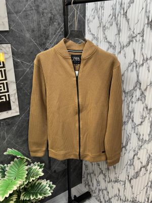 ZARA.IMPORTED.KNITTED.FABRIC.SIDE.METAL.LOGO.VERY.PREMIUM.ZIPPER.JACKET.CS165